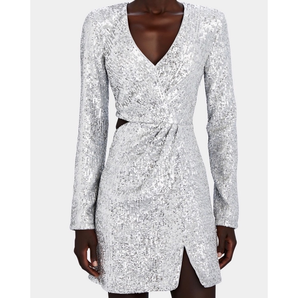JONATHAN SIMKHAI Cut-Out Sequined Mini Dress